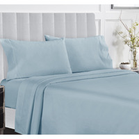 California Design Den 100% Cotton Sheets - Softest 4-Pc Queen Sheet Set, Cooling Sheets For Queen Size Bed, Deep Pockets, 400 Thread Count Sateen, Bedding Sheets & Pillowcases, Queen Sheets (Sky Blue)
