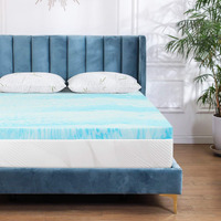 Mattress Topper, King Size Gel Memory Foam Bed Topper, Soft Foam, Pressure Relief For Back Pain, 3 Inch, Navy Blue