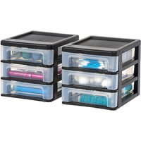 Iris Compact Desktop 3-Drawer System, Black, 2 Pack