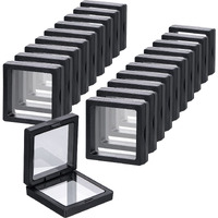 Sdoot Black 3D Floating Frame Display Holder Stands, Coin Display Stands Set Of 20 3D Floating Jewelry Frame For Challenge Coins, Aa Medallions, Jewelry- 1.97 X 1.97 X 0.8 Inches