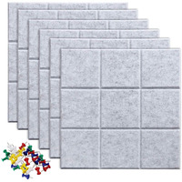 Uoisaiko Large Felt Board Tiles For Wall With 30 Push Pins, 11.8""X11.8"" Pack Of 6 Pin Board Notice Boards For Home Office Kitchen, Bulletin Board Wall Tiles For Photos Memos