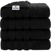 American Soft Linen Luxury 4 Piece Bath Towel Set, 100% Turkish Cotton Bath Towels For Bathroom, 27X54 In Extra Large Bath Towels 4-Pack, Bathroom Shower Towels, Black Bath Towels