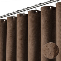 Dynamene Extra Long Shower Curtain - 84 Inch Long Brown Waffle Weave Heavy Duty Fabric Bathroom Shower Curtain, Neutral Weighted Hotel Thick Bath Curtain Set With 12 Plastic Hooks,72X84, Brown