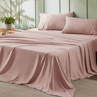 Bedsure California King Sheet Sets - Soft Sheets For California King Size Bed, 4 Pieces Hotel Luxury Dusty Pink Sheets Cal King, Easy Care Polyester Microfiber Cooling Bed Sheet Set