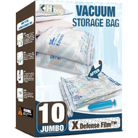Vacuum Storage Bags, 10 Jumbo Space Saver Vacuum Seal Bags, Space Bags, Vacuum Sealer Bags For Clothes, Comforters, Blankets, Bedding (10J)