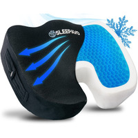 Sleepavo Black Memory Foam Seat Cushion For Office Chair - Cooling Gel Pillow For Sciatica Coccyx Back Tailbone, Lower Back Pain Relief - Chair Pad For Lumbar Support In Office Desk, Car, Airplane