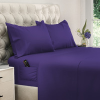 Dreamcare Queen Sheet Set - Cooling Bed Sheets - 4Pcs Set - Queen Sheets - Sheets For Queen Size Bed - Queen Size Sheets Soft & Long Lasting 100% Fine Brushed Polyester With Side Pocket - Purple