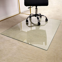Glsland Office Chair Mat For Carpet - 36 "" X 46 "" Tempered Glass Floor Mat - For Office Chair On Carpet - 1/5 "" Thick Clear Computer Floor Mat With 4 Anti-Slip Pads
