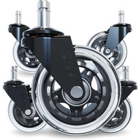 The Original Office Chair Caster Wheels Rollerblade Style (Set Of 5), Safe For All Floors & Hardwood, Replacement For Desk Floor Mat, Universal Fit