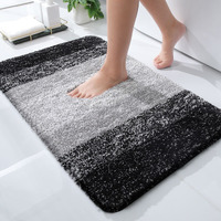Olanly Luxury Bathroom Rug Mat, Extra Soft And Absorbent Microfiber Bath Rugs, Non-Slip Plush Shaggy Bath Carpet, Machine Wash Dry, Bath Mats For Bathroom Floor, Tub And Shower, 16X24, Black