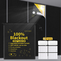 Lucmo Blackout Blinds 138"" X 57"", 100% Blackout Blind Curtain For Window, No Drill Portable Blackout Shades Film For Bedroom, Cut To Any Size, Nursery Black Out Blinds For Baby Travel Temporary