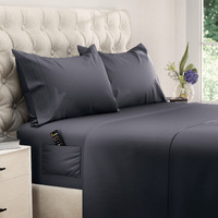 Dreamcare Queen Sheet Set - Cooling Bed Sheets - 4Pcs Set - Queen Sheets - Sheets For Queen Size Bed - Queen Size Sheets Soft & Long Lasting 100% Fine Brushed Polyester With Side Pocket - Dark Gray