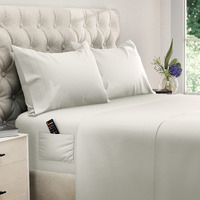 Dreamcare Queen Sheet Set - Cooling Bed Sheets - 4Pcs Set - Queen Sheets - Sheets For Queen Size Bed - Queen Size Sheets Soft & Long Lasting 100% Fine Brushed Polyester With Side Pocket - Ivory