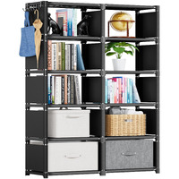 Mavivegue Bookshelf,10 Cube Storage Organizer,Book Shelf Organizer,Tall Bookcase Shelf,Book Cases/Shelves,Black Cube Shelf,Cubbies Closet Storage Organizer Shelves For Bedroom,Living Room,Home,Office