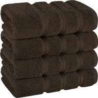 American Soft Linen Hand Towels, Hand Towel Set Of 4, 100% Turkish Cotton Hand Towels For Bathroom, Hand Face Towels For Kitchen, Brown Hand Towel