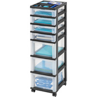 Iris Usa Craft Organizers And Storage, Rolling Storage Cart For Classroom Supplies, Storage Organizer For Art Supplies, Drawer Top Organizer For Small Parts, 7 Drawers, Black