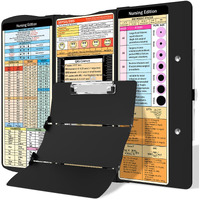 Nursing Clipboard Foldable Clipboard Medical: Nursing Edition Cheat Sheets Aluminum 3 Layers Foldable Clipboard Nursing Pocket Size Profile Clip Nurse Clipboard Notepad For Nurses Students And Doctors
