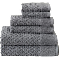 Great Bay Home 100% Cotton Bath Towel And Washcloth Sets | 2 Bath Towels, 2 Hand Towels, And 2 Washcloths | Quick Dry Bath Towels | Grayson Collection (6 Piece Set, Diamond Dark Grey)