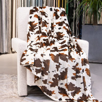 Fleece Blanket Cow Print Soft Throw Blanket Lightweight Throw Blanket