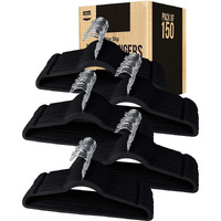 Utopia Home Premium Non Slip Velvet Hangers - Heavy Duty - Coat Suit Hangers (Black, 150)