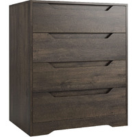 Hostack Modern 4 Drawer Dresser, Chest Of Drawers With Storage, Wood Storage Chest Organizers With Cut-Out Handles, Accent Storage Cabinet For Living Room, Entryway, Hallway, Dark Brown