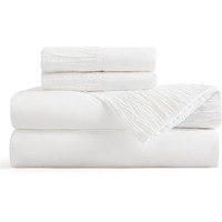 Bedsure King Size Sheets - Soft 1800 Sheets For King Size Bed, 4 Pieces Hotel Luxury White King Sheets, Easy Care Polyester Microfiber Cooling Bed Sheet Set