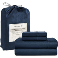 Lane Linen King Size Sheets Set - 4 Pc King Sheets Set, 450 Thread Count 100% Cotton Sheets For King Size Bed, Cooling Sheets, Breathable Bed Sheets King Size, King Sheets Deep Pocket - Estate Blue