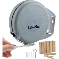 Idiomum Retractable Clothesline 40 Feet - Indoor Outdoor Heavy Duty - Pvc Clothes Line Retracting - Clothesline With Wall Mount - Retractable Laundry Line For Drying Clothes With 12 Clothespins