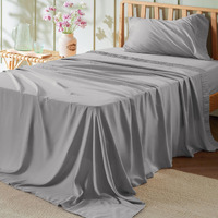 Bedsure Full Size Sheet Sets - Soft Sheets For Full Size Bed, 4 Pieces Hotel Luxury Grey Sheets Full, Easy Care Polyester Microfiber Cooling Bed Sheet Set