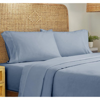 California Design Den 100% Organic Cotton Full Size Sheet Sets, Percale Sheets, Deep Pocket, Soft, Breathable & Cooling Bedsheets Full Size Bed, Blue Hydrangea Sheets