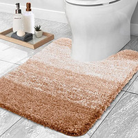 Olanly Luxury Toilet Rugs U-Shaped 24X20, Extra Soft And Absorbent Microfiber Bathroom Rugs, Non-Slip Plush Shaggy Toilet Bath Mat, Machine Wash Dry, Contour Bath Rugs For Toilet Base, Navy