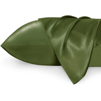 Bedsure Satin Pillowcase For Hair And Skin Queen - Olive Green Silky Pillowcase 20X30 Inches - Satin Pillow Cases Set Of 2 With Envelope Closure, Similar To Silk Pillow Cases, Gifts For Women Men