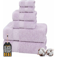 Textilom 100% Turkish Cotton 6 Pcs Bath Towel Set, Luxury Soft & Absorbent Bathroom Towels Set (2 Bath Towels, 2 Hand Towels, 2 Washcloths)- Lilac
