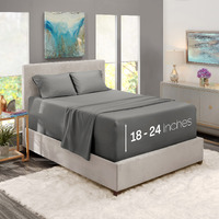 Nestl Extra Deep Pocket Sheets - Fits Mattress 18-24 Inches Deep, Extra Deep Pocket King Size Sheets Sets, 4 Piece King Size Sheets, King Sheets Deep Pocket, Charcoal Stone Gray Sheets