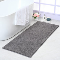 Noahas 24 ' 'X60 ' ' Grey Long Bathroom Rugs Runner,Absorbent Bath Mats For Bathroom Non-Slip,Washable Carpet,Soft Plush Chenille Shower Mats For Bathroom,Shaggy Durable Bath Rugs With Rubber Backing