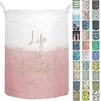 Aouker Merdes 19.7       Waterproof Foldable Laundry Hamper, Dirty Clothes Laundry Basket, Linen Bin Storage Organizer For Toy Collection(Life Pink)
