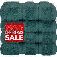 American Soft Linen Luxury Washcloths For Bathroom, 100% Turkish Cotton Washcloth Set Of 4, 13X13 In Soft Washcloths For Body And Face, Baby Washcloths, Colonial Blue Washcloths