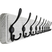 Skoloo Rustic Large Wall Mounted Coat Rack: 38.3 ' ' Long Coat Rack For Wall, Pine Solid Wood Wall Coat Rack Hook, Farmhouse Coat Hanger Wall Mount For Hanging Backpack Jacket Coat Hat