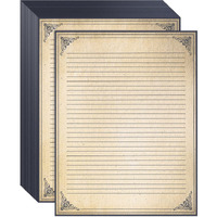 48 Sheets Vintage Lined Paper With Antique Border Design, Aged Stationery For Writing Letters, Invitations (8.5 X 11 In)
