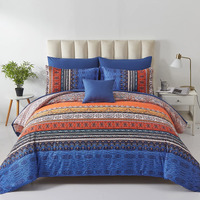 Boho Comforter Set Queen Size 8 Piece Bed In A Bag Burnt Orange Paisley Fall Comforter And Sheet Set Bohemian Striped Bedding Set,Soft Microfiber Complete Bedding Set