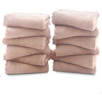 Tenstars 12 Pack Premium Washcloths Set - Quick Drying - Soft Microfiber Coral Velvet Highly Absorbent Wash Clothes - Multipurpose Use As Bath Fitness, Spa, Facial, Fingertip Towel (Brown)