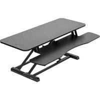 Vivo 42 Inch Desk Converter, K Series, Height Adjustable Sit To Stand Riser, Dual Monitor And Laptop Workstation With Wide Keyboard Tray, Black Carbon Fiber Top, Black Frame, Desk-V042Kr