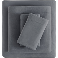 Viviland Plush Micro Fleece Queen Bed Sheet Set - Soft Polar Fleece Velvet Sheets - Extra Warm Winter Flannel Bed Sheets With Deep Pocket - Dark Gray - Queen