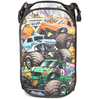 Jay Franco Monster Jam Break Out Pop Up Hamper - Mesh Laundry Basket/Bag With Durable Handles - Features Grave Digger & Megalodon