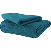 Glamburg 100% Cotton Thermal Blanket, Breathable Bed Blanket King Size, Soft Waffle Blanket, King Blanket, All Season Cotton Blanket, Teal