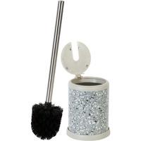 Bath Bliss Toilet Brush And Holder | Self Closing Lid | 360 Degree Brush Head | Bathroom Cleaning | Compact Size | Storage And Organization | Terrazzo Grey