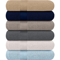 Kahaf Collection 6-Pack Bath Towels - Lightweight - Extra Absorbent - 100% Cotton - Shower Towels (Multi, 27 Inchesx54 Inches)