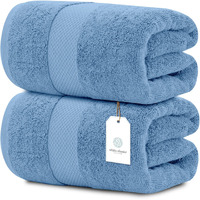 White Classic Luxury Bath Sheet Towels Extra Large | Highly Absorbent Hotel Spa Collection Bathroom Towel | 35X70 Inch | 2 Pack (Light Blue)