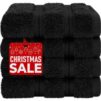 American Soft Linen Luxury Washcloths For Bathroom, 100% Turkish Cotton Washcloth Set Of 4, 13X13 In Soft Washcloths For Body And Face, Baby Washcloths, Black Washcloths