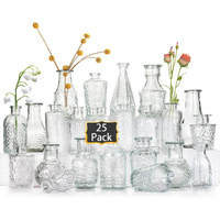 Glass Bud Vases Set Of 25,Small Clear Vases For Flowers, Vintage Vases In Bulk For Centerpieces,Mini Glass Vase Assorted For Rustic Wedding,Floral Arrangements,Home Table Decorations